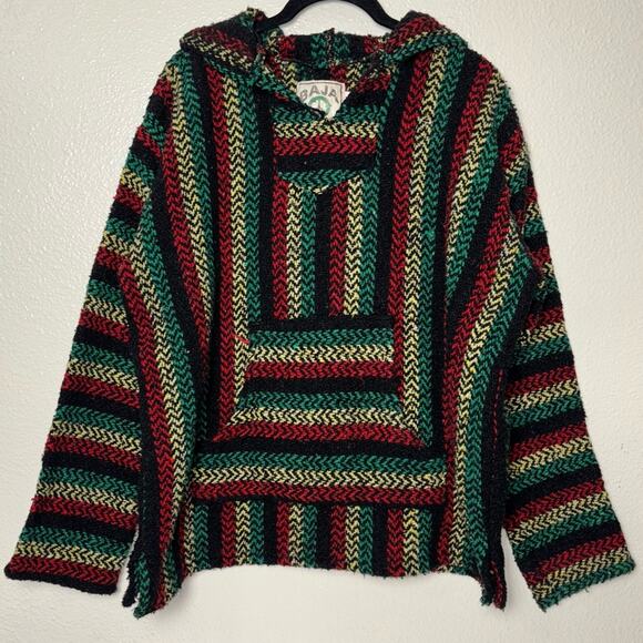 Baja Joe Mexican Baja Hoodie Sweater Pullover Rasta Red yellow green unisex MED - Picture 4 of 15